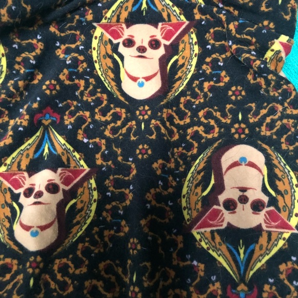 LuLaRoe leggings, black with chihuahua pattern - Picture 2 of 2